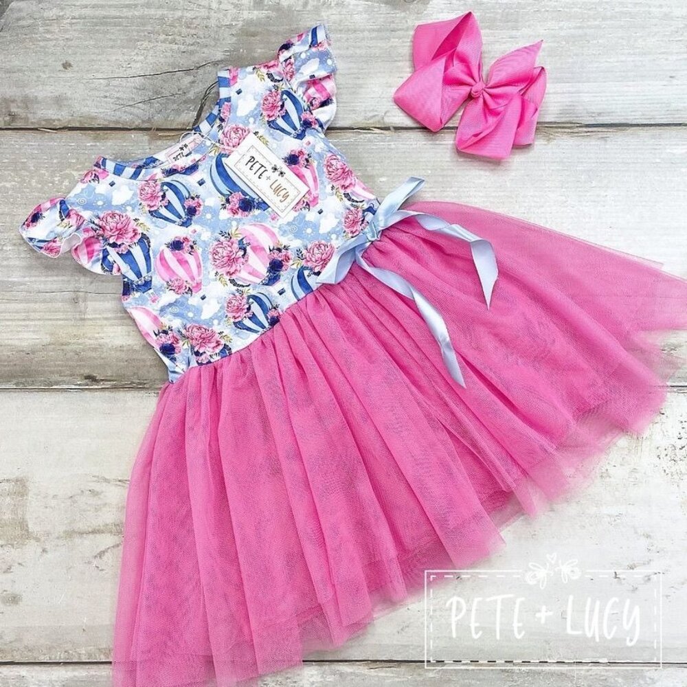Pete + Lucy Dress 3T Balloon Beauty Cap Sleeve Girls Toddler Tulle Bow Dress NEW